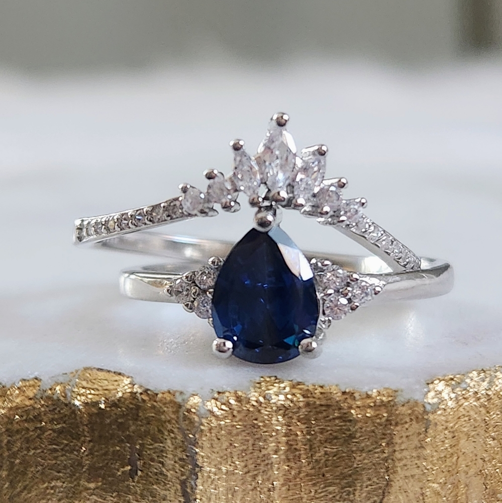 NWT Ryze Sapphire Blue & White Cubic Zirconia .925 Sterling Silver Ring - Size 9 - Picture 4 of 13